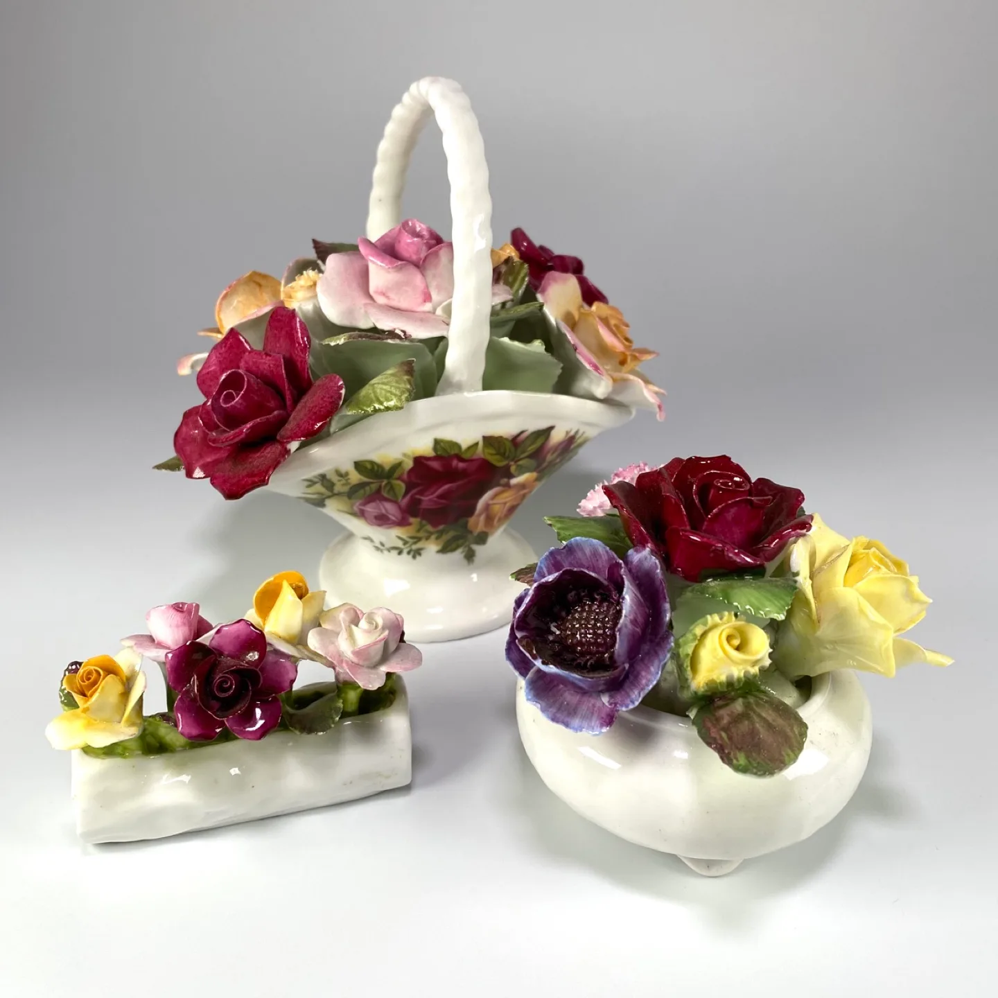 3x Vintage Bone China Floral Bouquet Figurines thumbnail