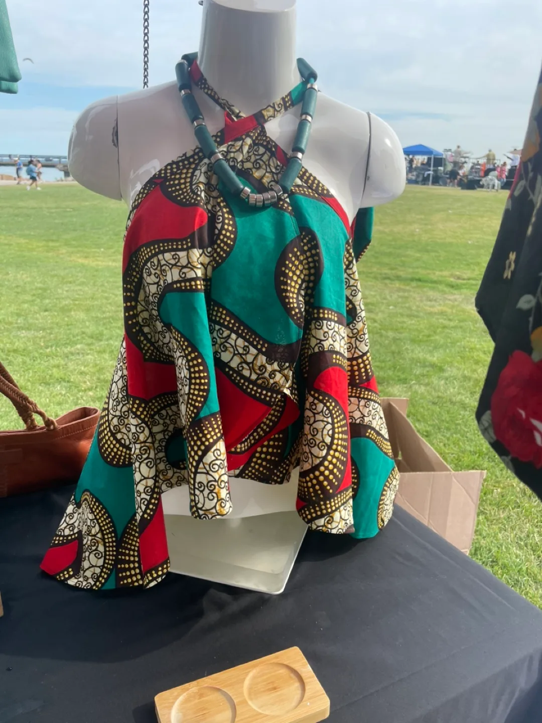 African Print Halter Top & Head Wrap Set thumbnail