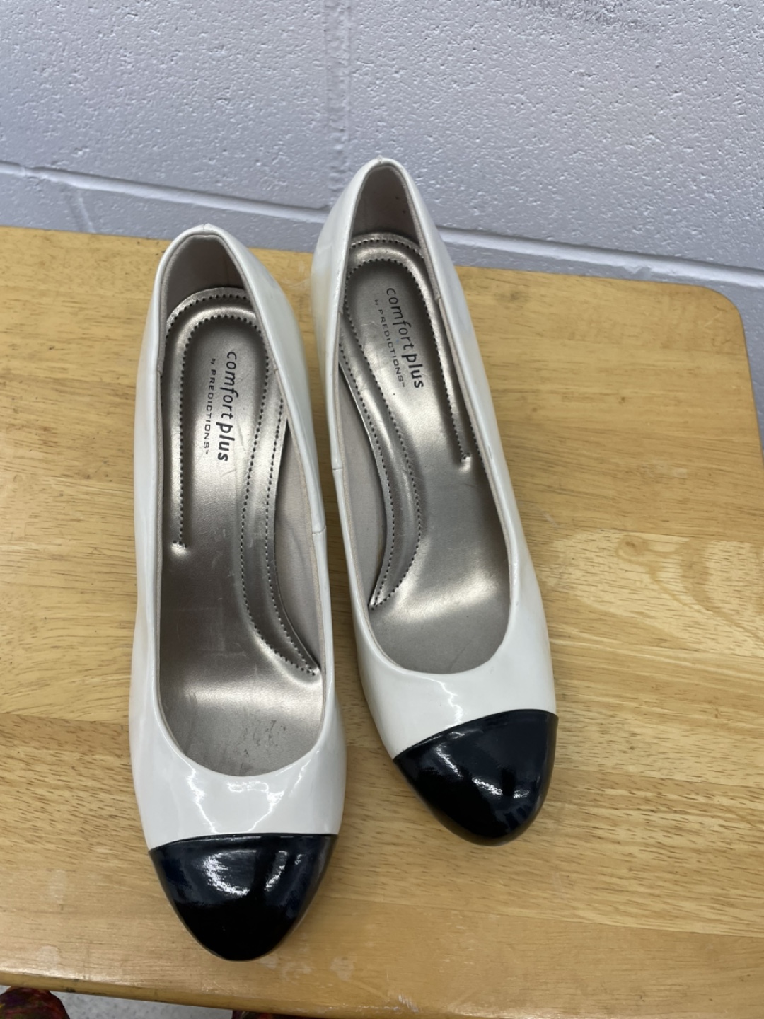 Comfort Plus White & Black Heels