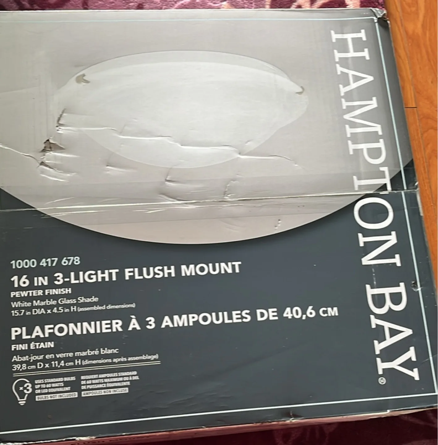 New Hampton Bay 16 in 3-Light Flush Mount thumbnail