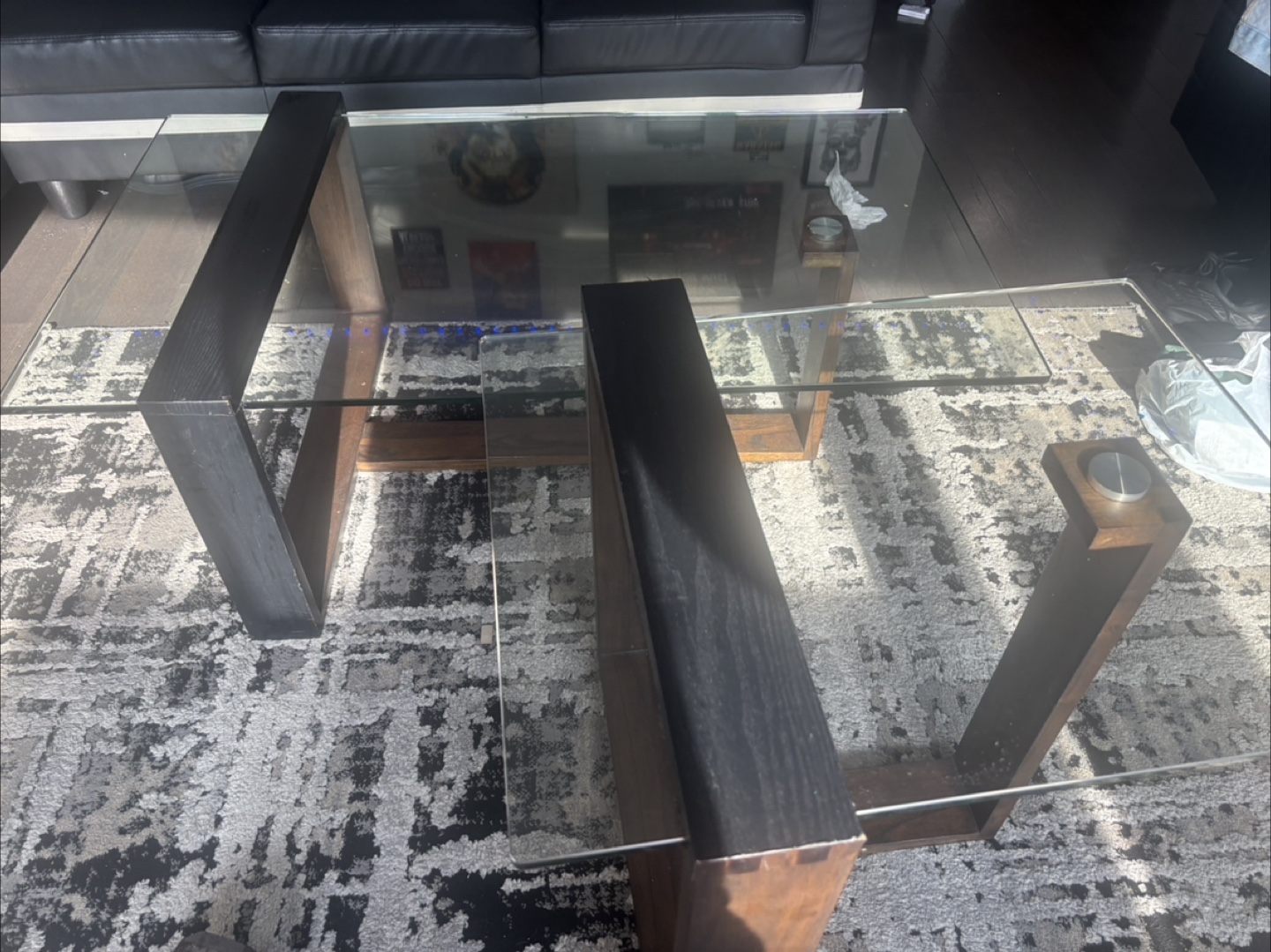 Glass Top Coffee Table with side table - photo 2