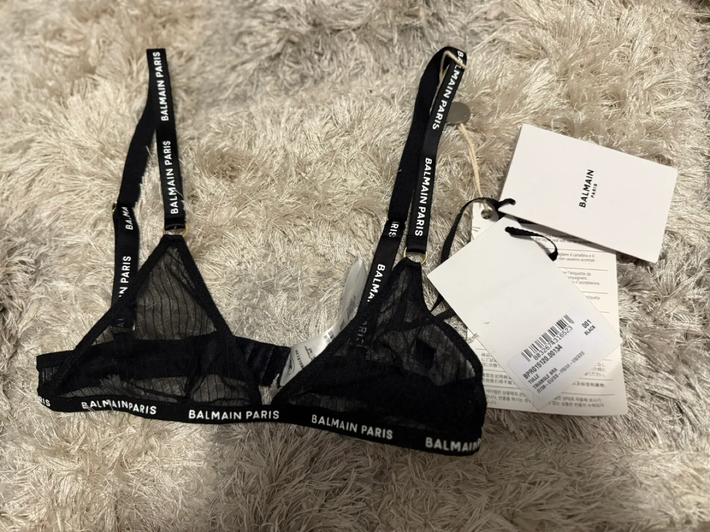Balmain Paris Black Triangle Bra - New with Tags! thumbnail