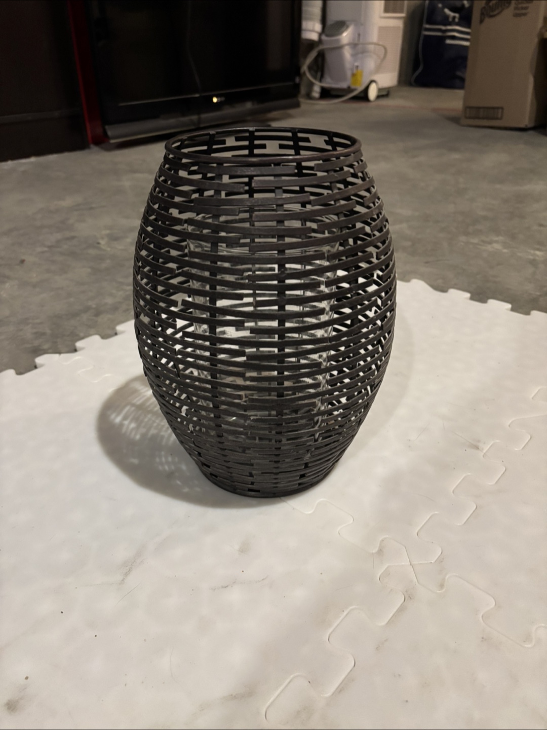 Wicker and Glass Vase