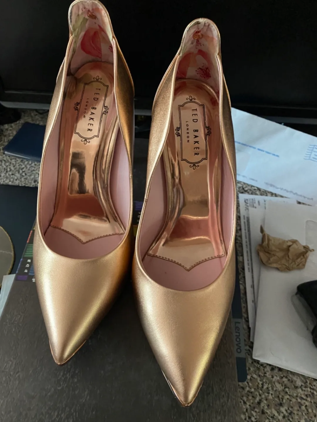 Ted Baker London Gold Heels - Size 8 thumbnail