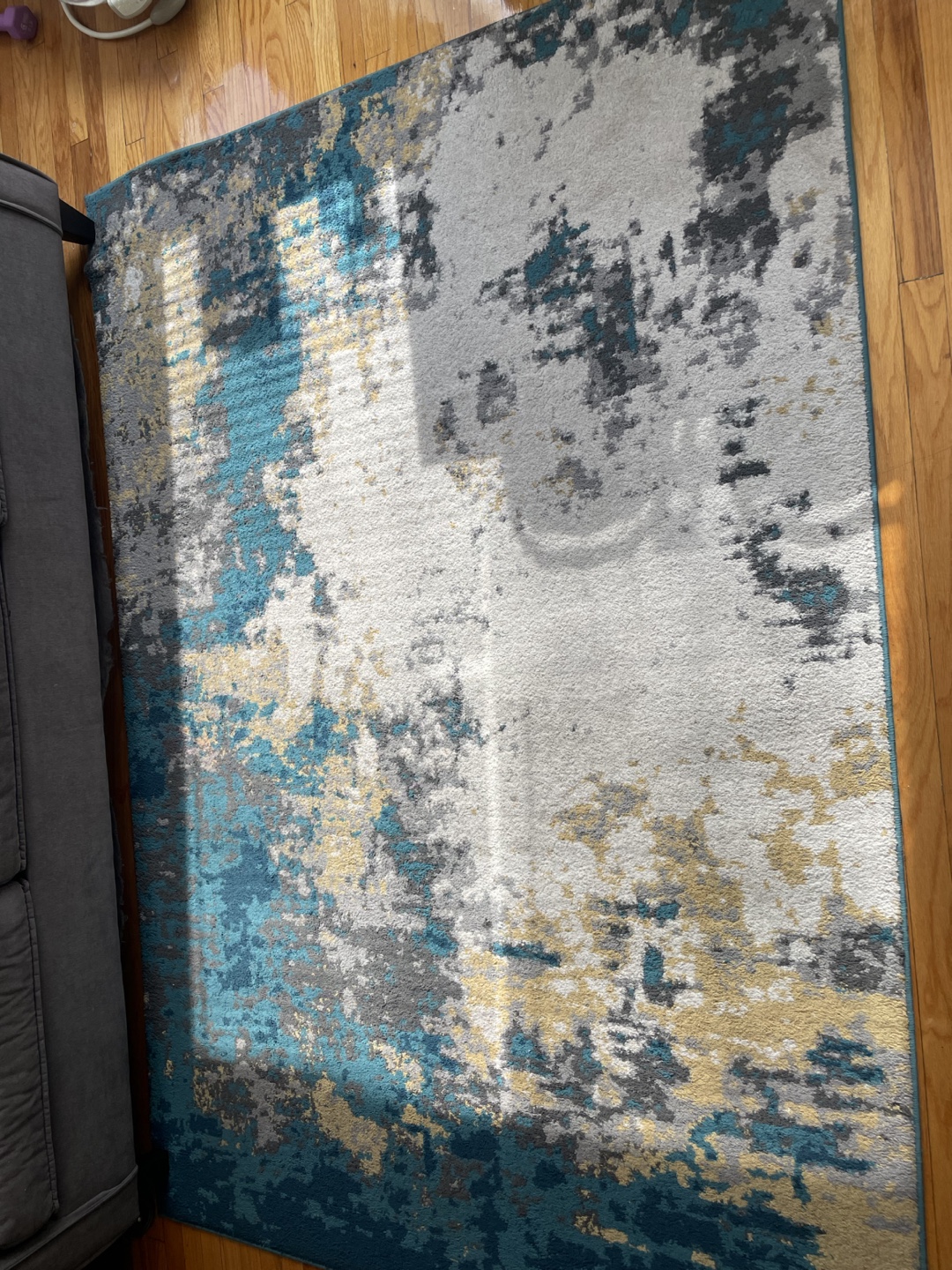 Abstract Area Rug - Blue, Gray, and Gold