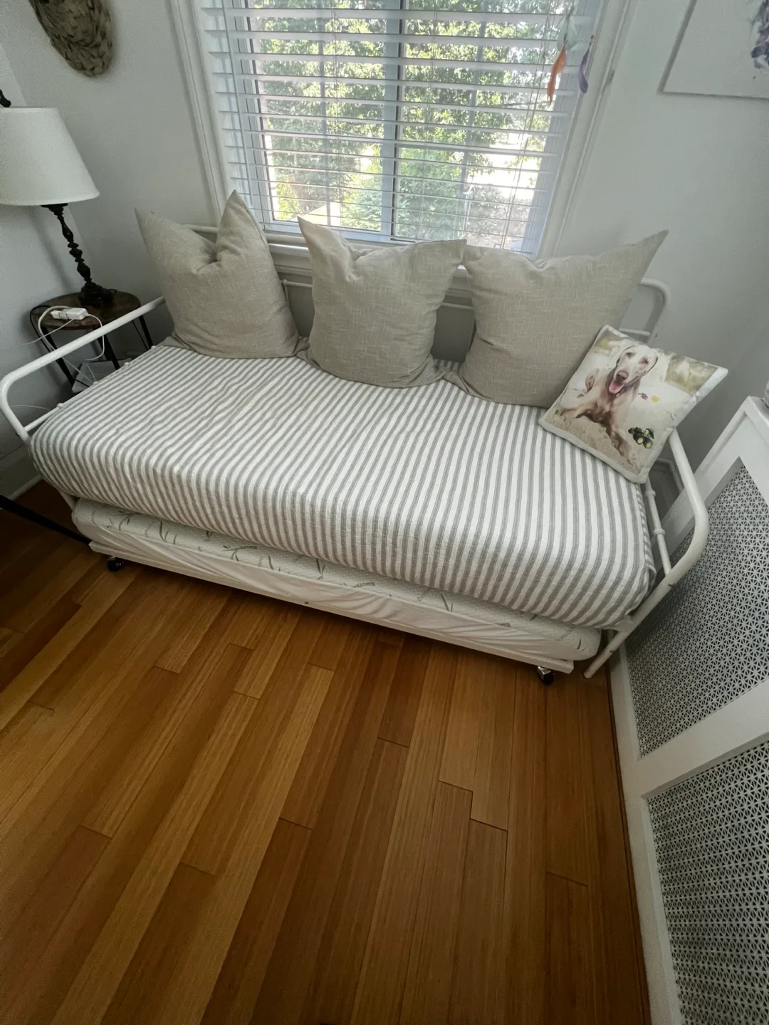Twin White Daybed with trundle - bamboo mattress thumbnail