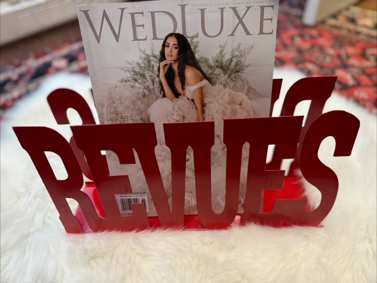 Red Metal Magazine Rack - 'Revues' Design image indicator(2)