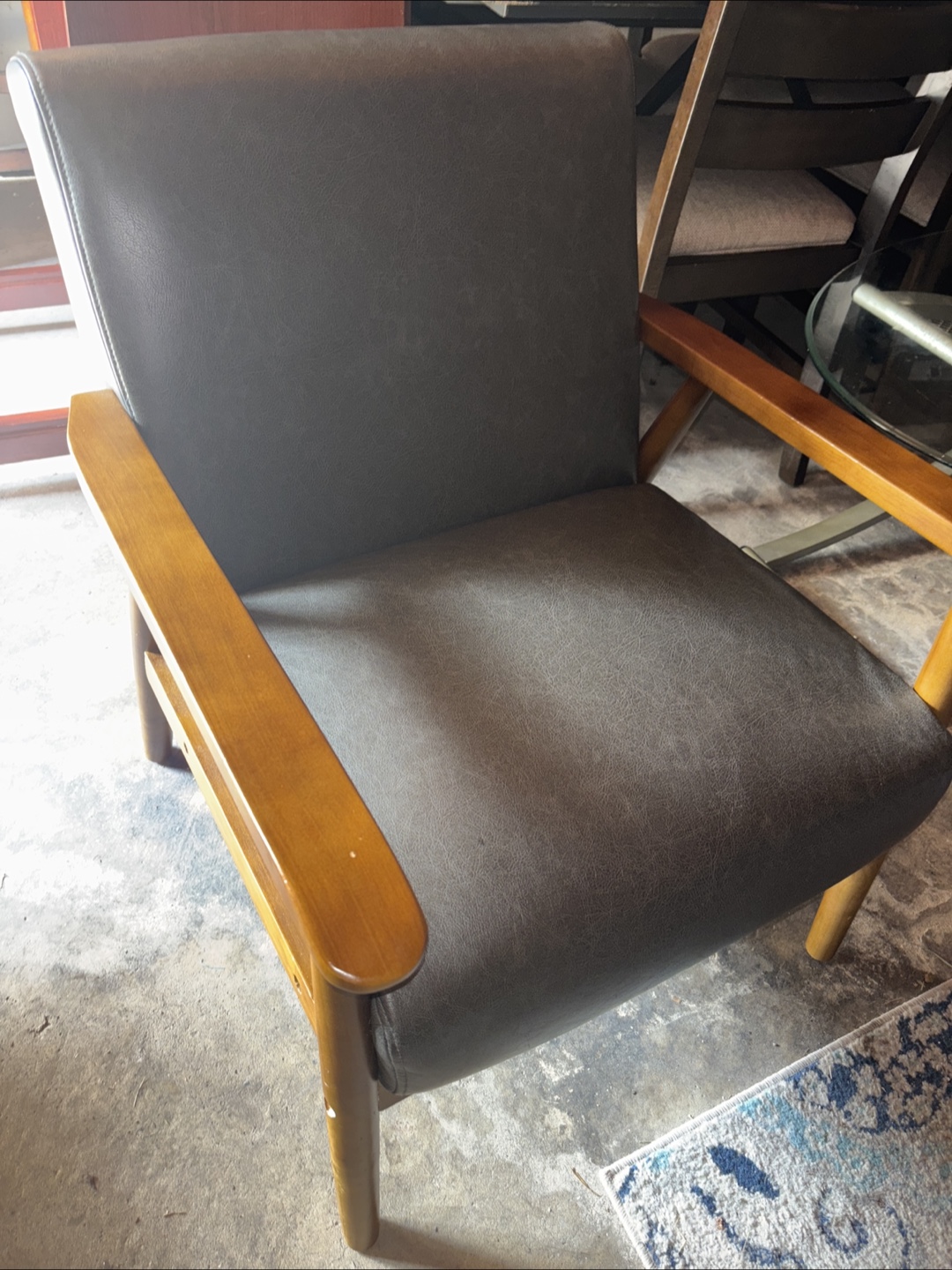 Leather wood chair