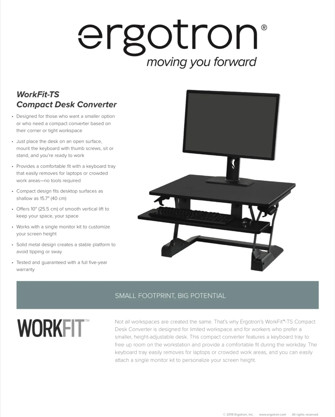 New Ergotron WorkFit-TS Sit-Stand Desktop thumbnail