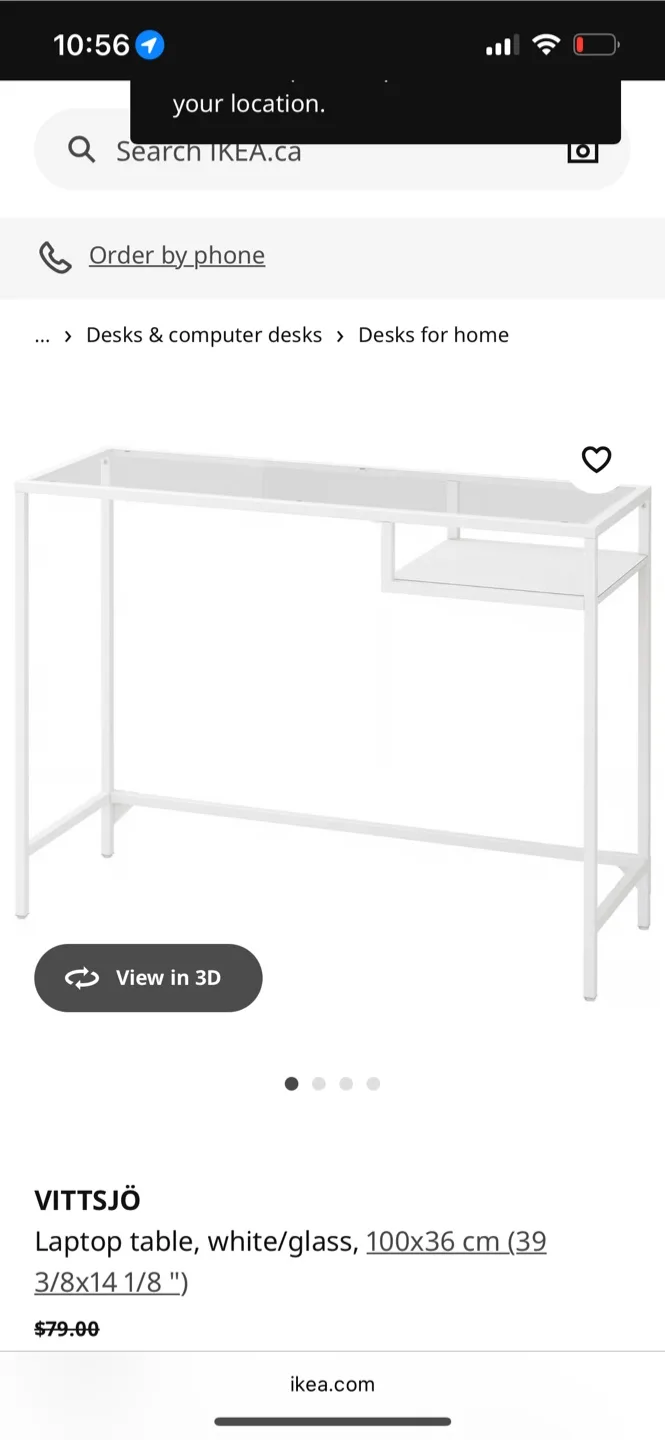 IKEA VITTSJÖ Laptop Table - White/Glass thumbnail