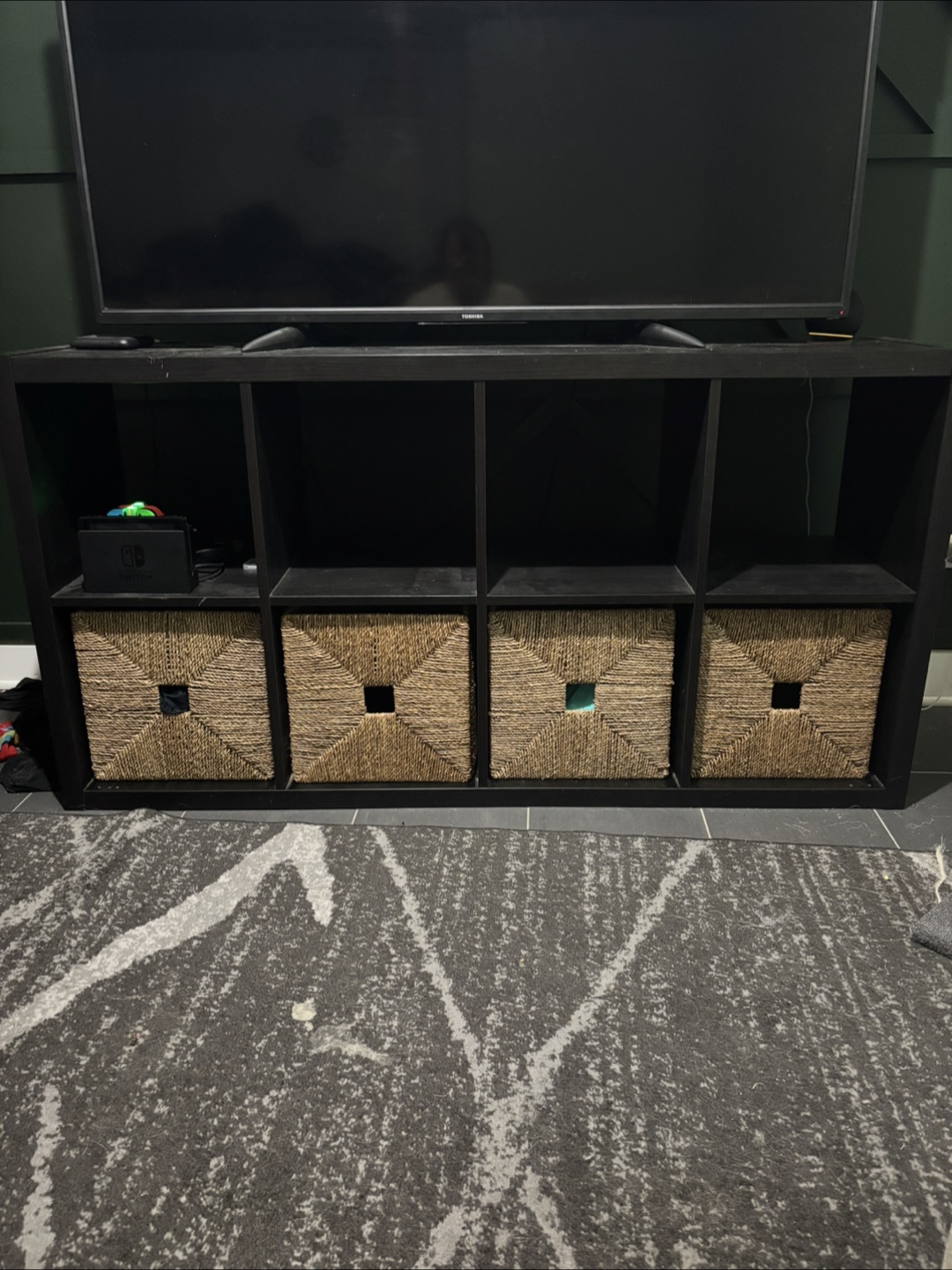 Black Shelf Unit with 8 Cubes - photo 2