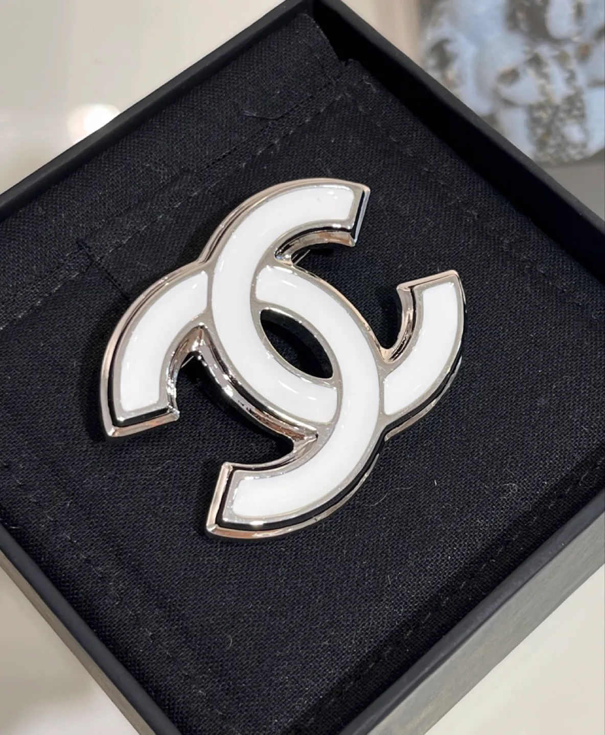 Chanel Brooch - White & Silver thumbnail