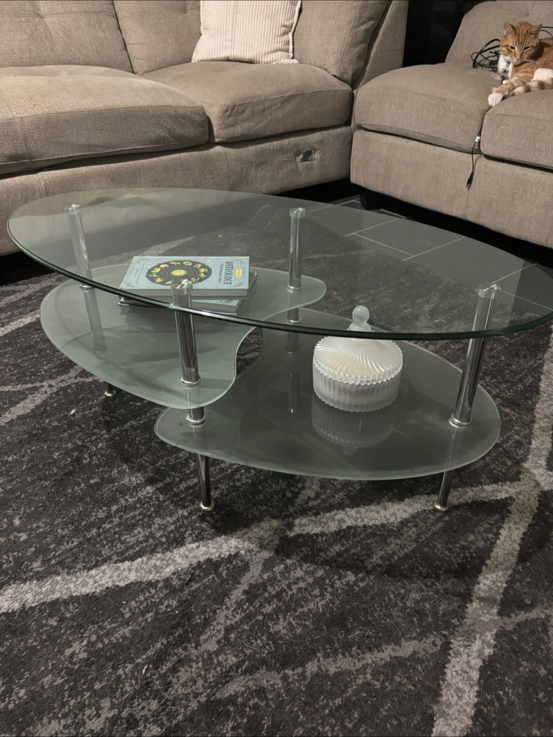 Glass Oval Coffee Table