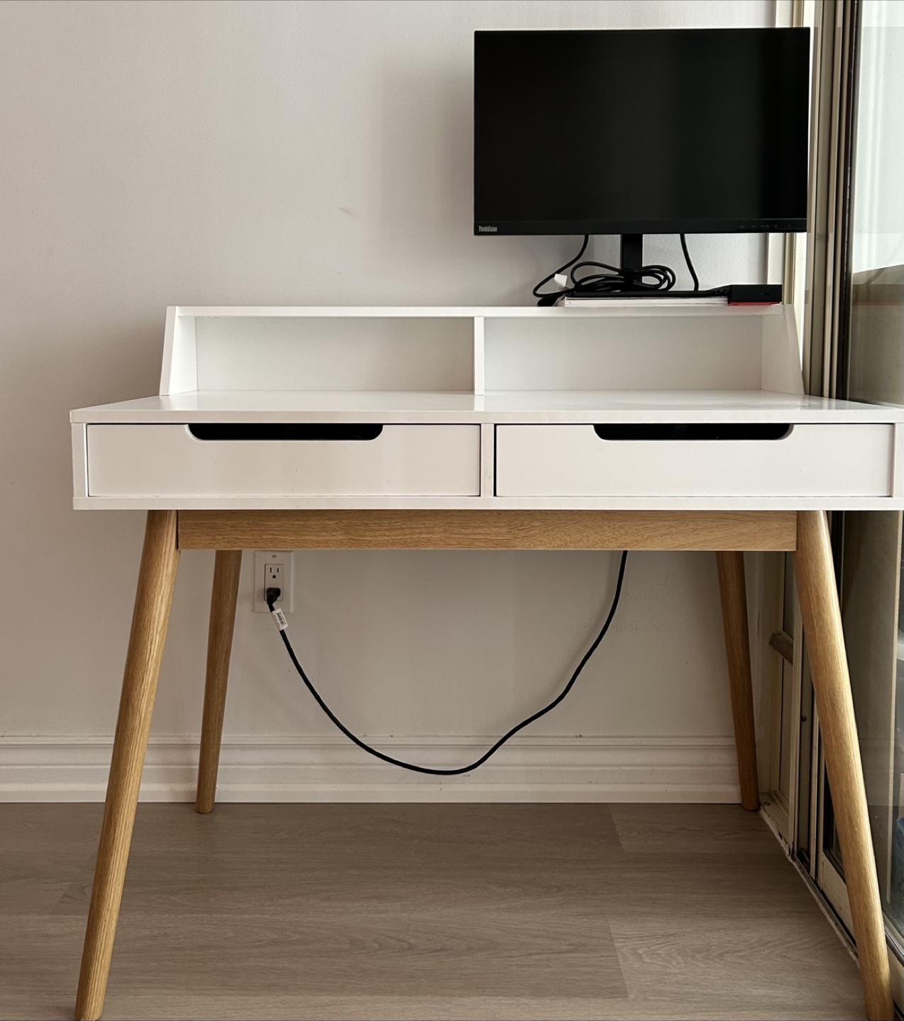 Computer writing desk with drawers, small desk makeup vanity