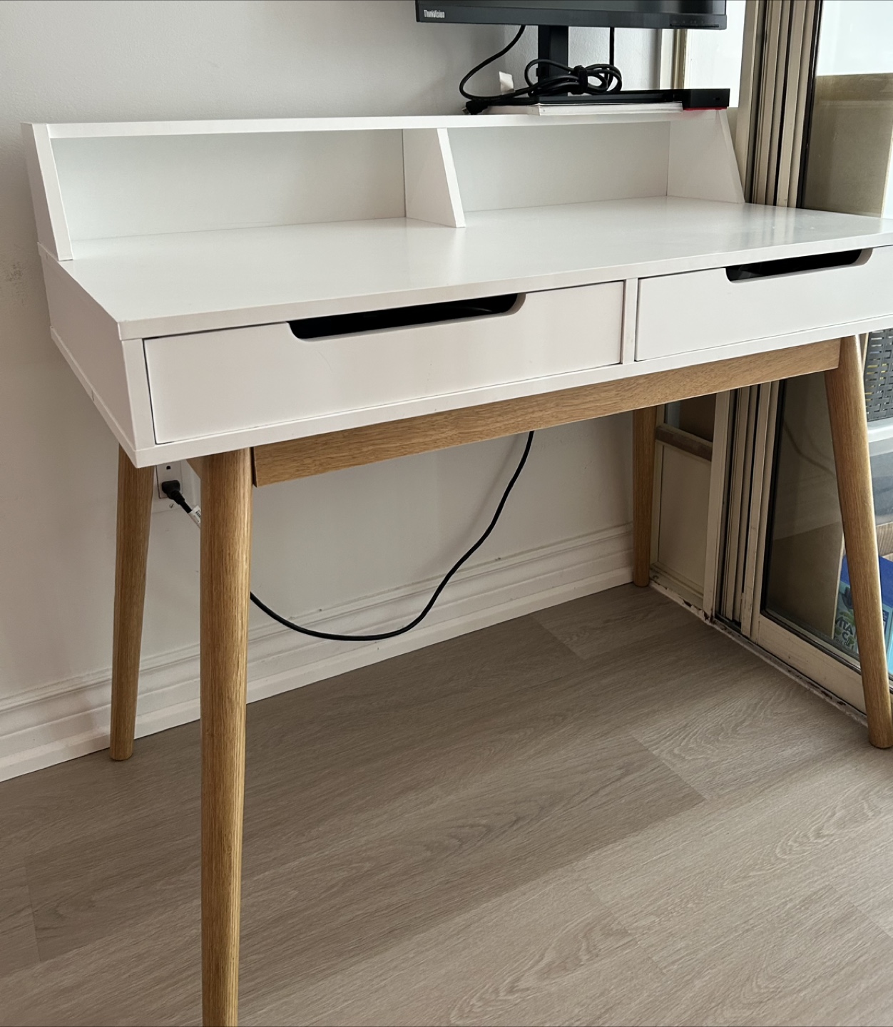 Computer writing desk with drawers, small desk makeup vanity - photo 2