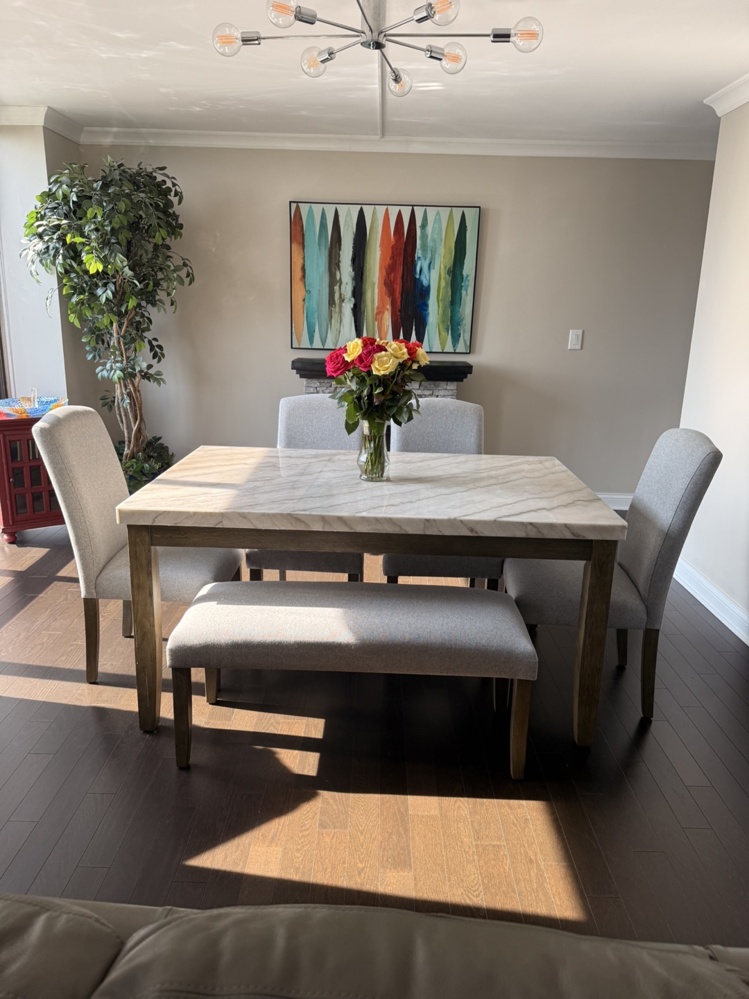 Emily 6-Piece White Marble Dining Set - photo 3