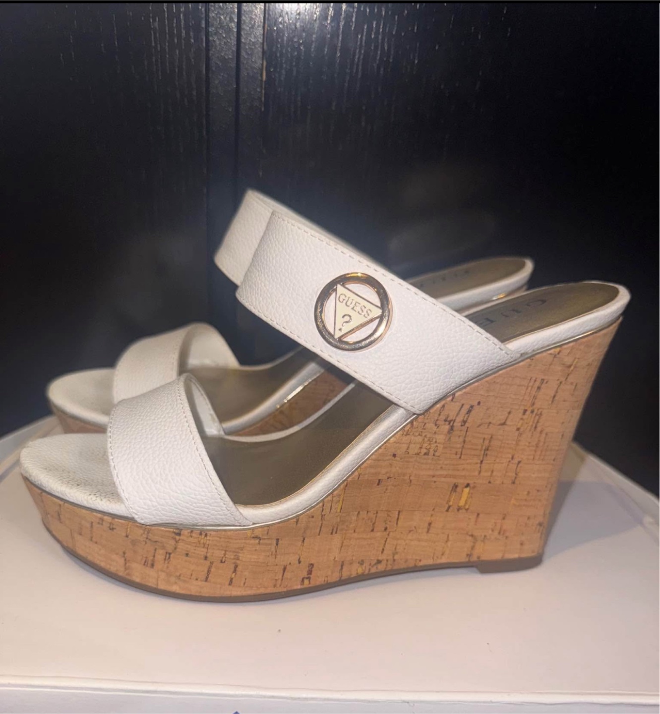 Guess White Wedge Sandals - Size 7
