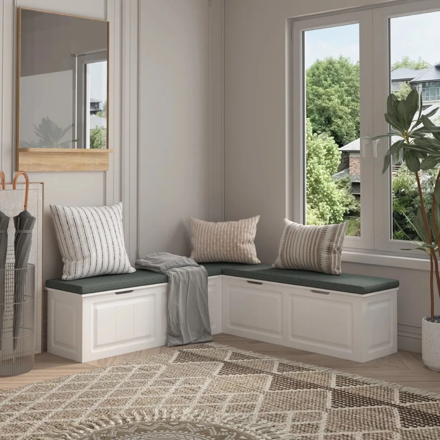 Red Barrel Studio Corner Storage Bench with Cushion image indicator(4)