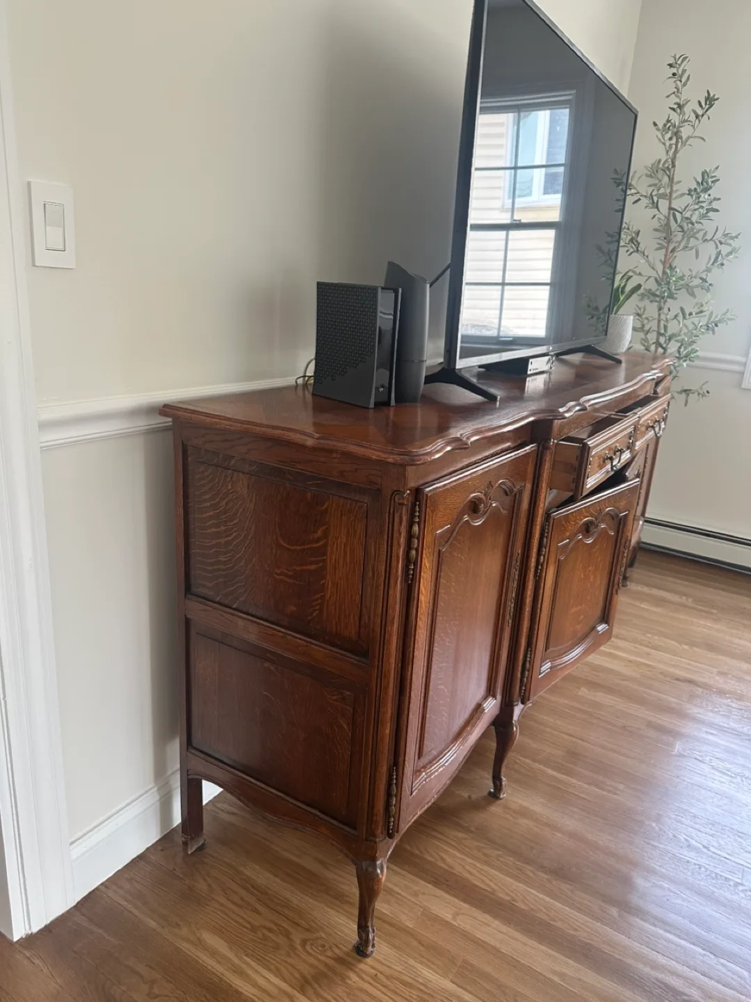 Vintage Large Wooden Buffet Cabinet thumbnail
