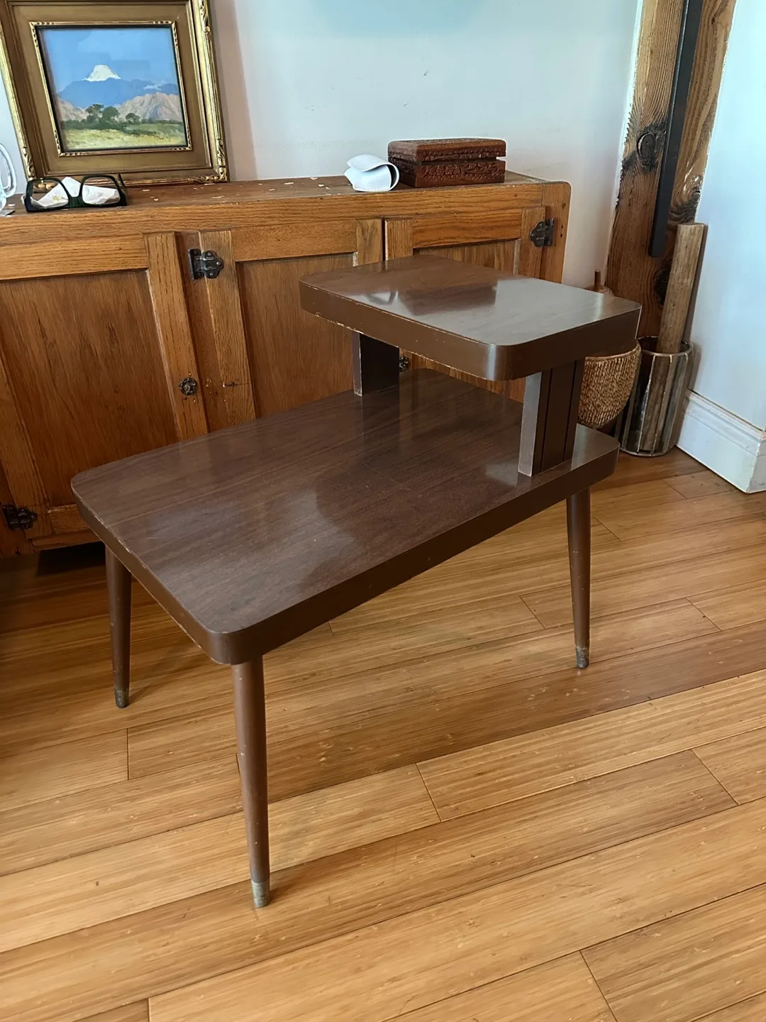 VINTAGE MCM TELEPHONE STEP SIDE COFFEE TABLE MID CENTURY MODERN thumbnail