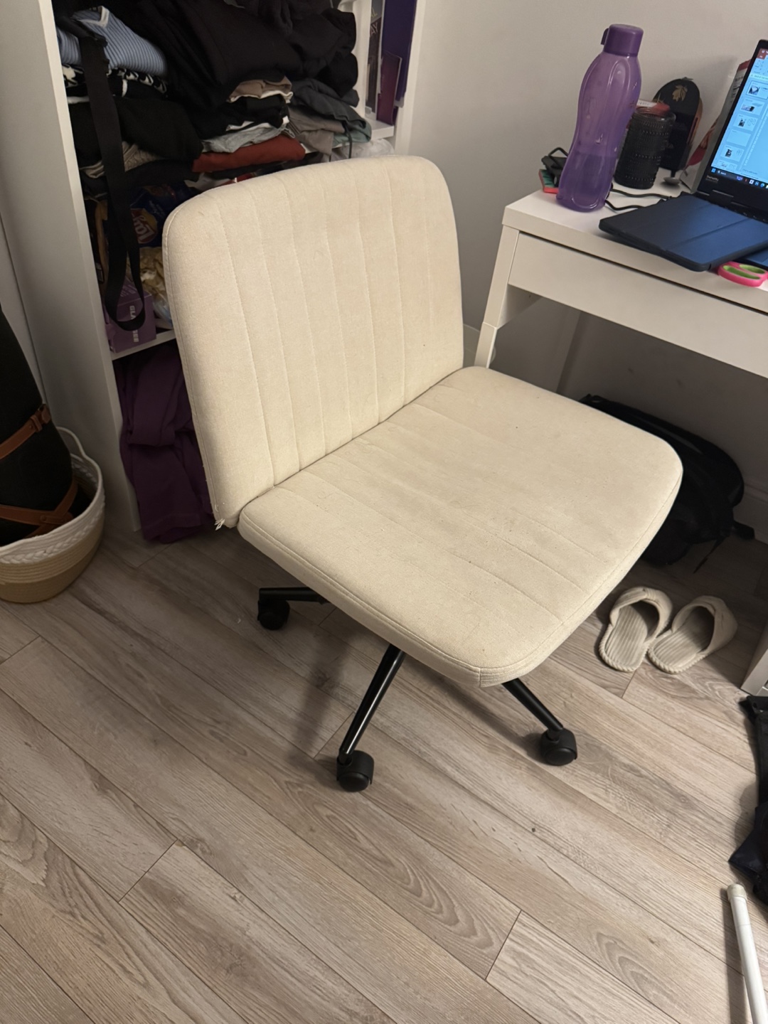 Cream Upholstered Desk Chair