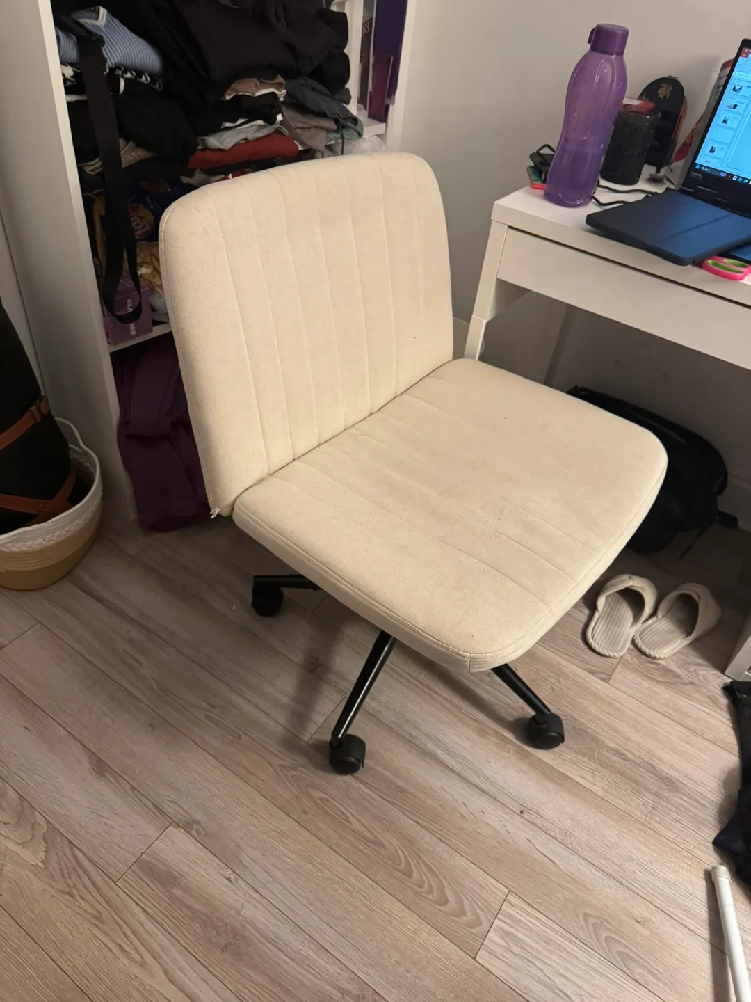 Cream Upholstered Desk Chair thumbnail
