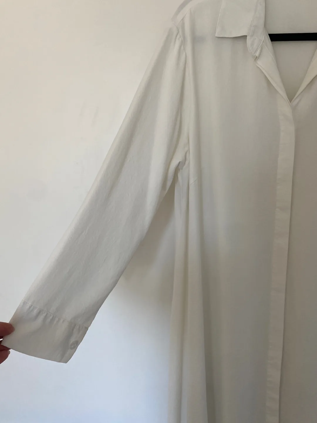White Long Sleeve Shirt Dress thumbnail