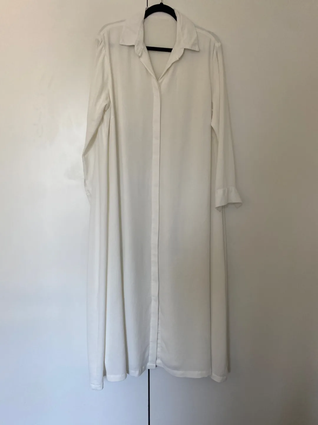 White Long Sleeve Shirt Dress thumbnail
