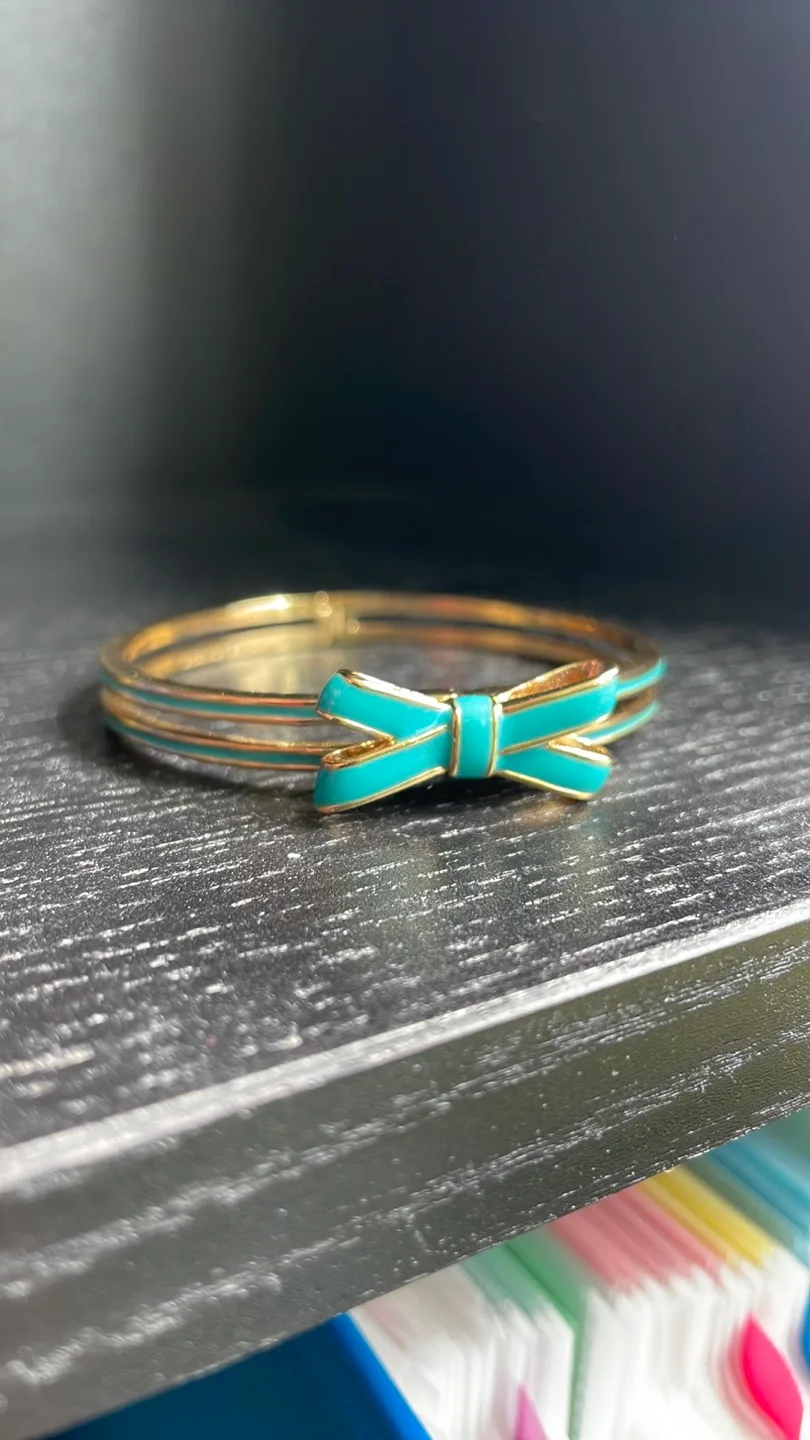 Kate Spade New York Bow Bangle - Gold & Turquoise thumbnail