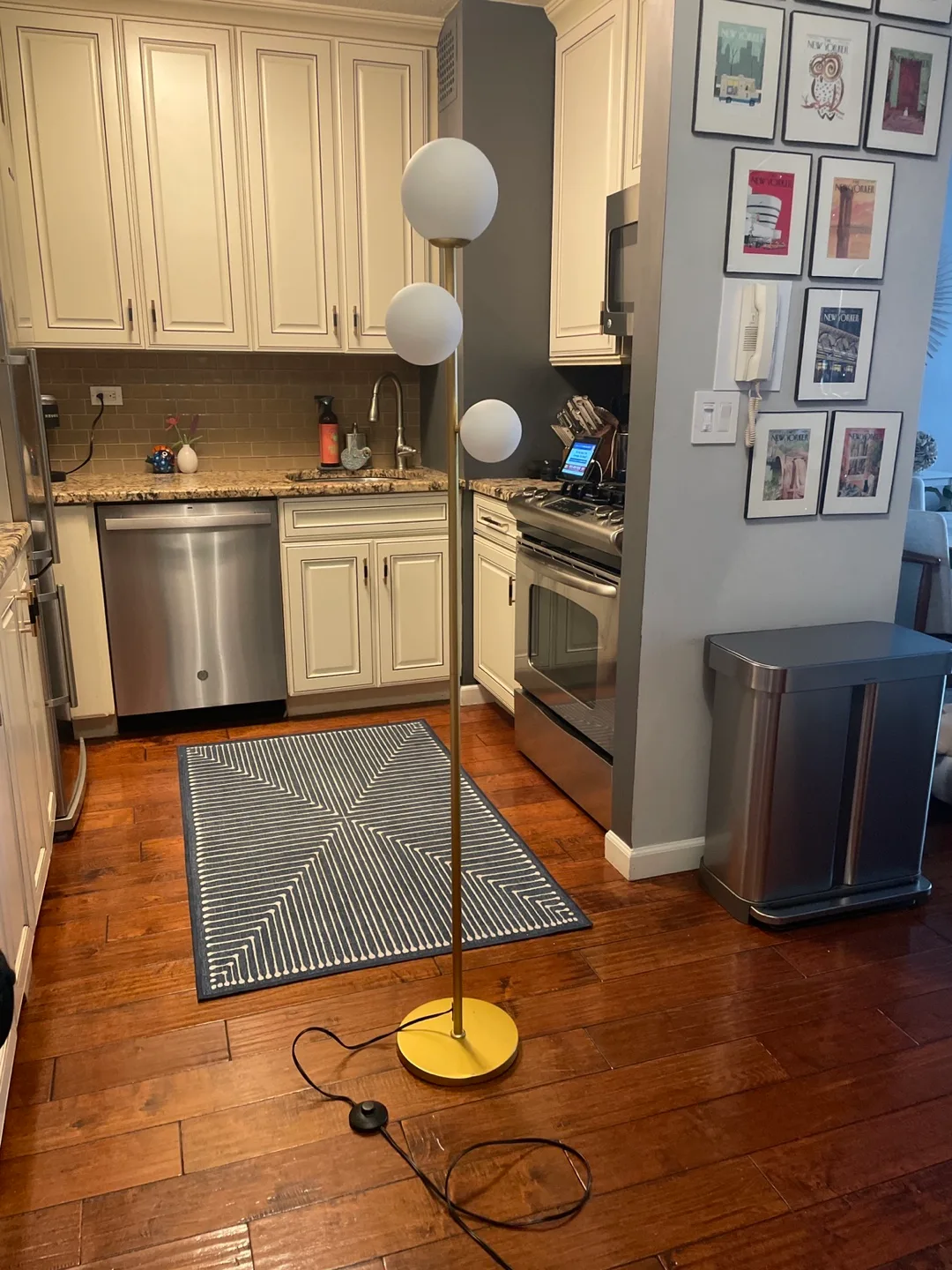 3-Light Sphere Floor Lamp - Gold Finish thumbnail