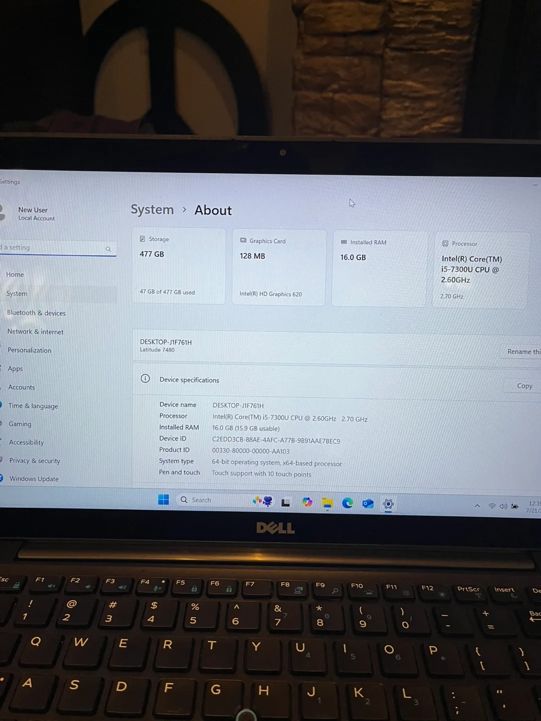 Dell Latitude 7480 touch screen Laptop image indicator(2)