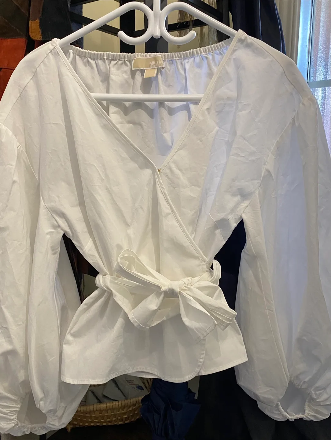 Michael Michael Kors White Wrap Blouse - Size S thumbnail
