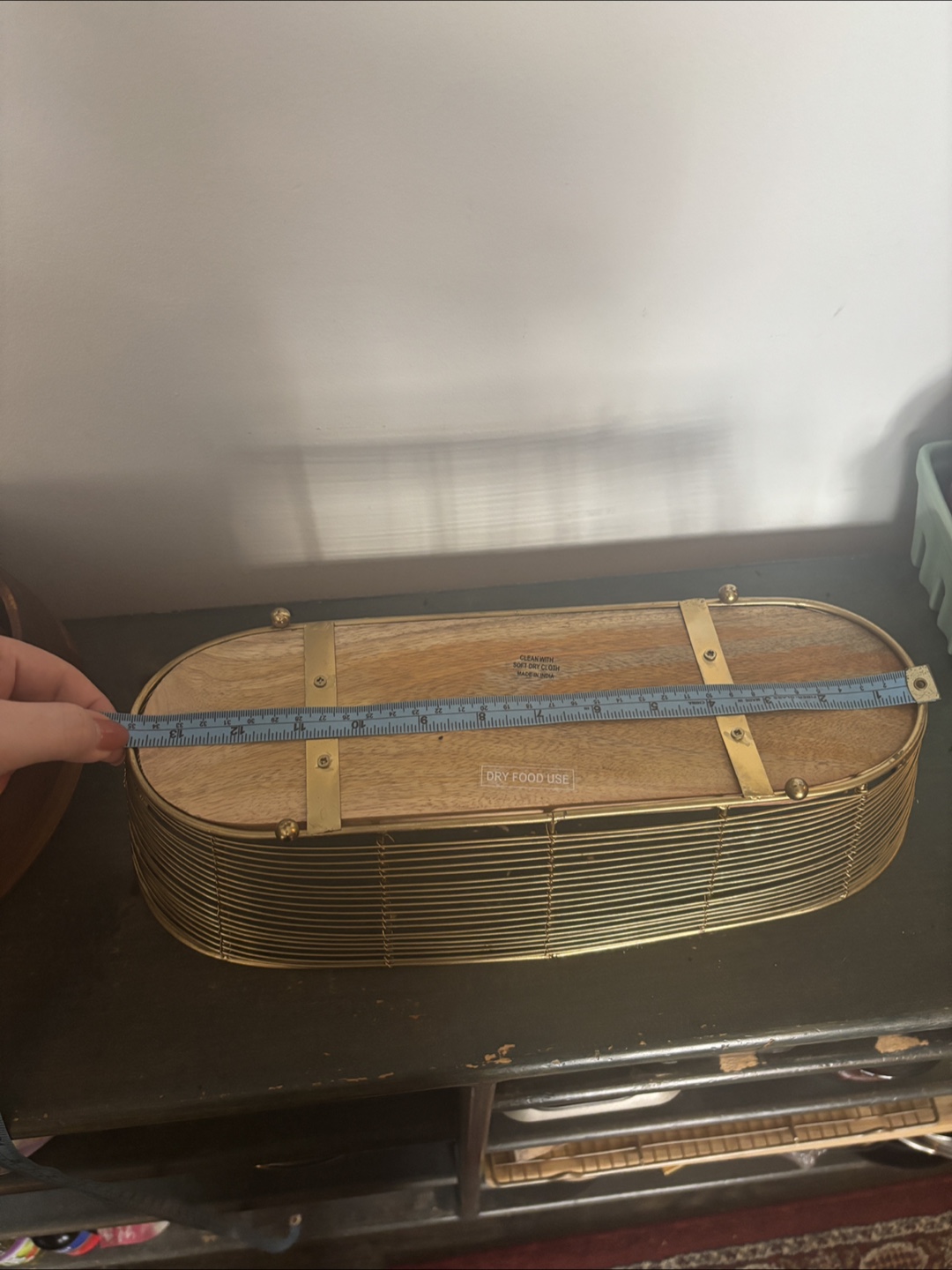 Gold Metal & Wood Oblong Basket - photo 5