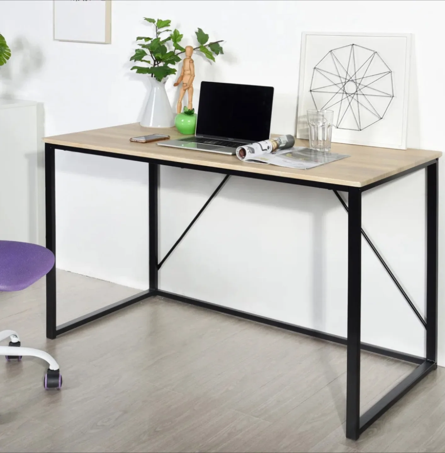 Eilif Desk 45.7” W Morden Rustic Home Office Work Desk image indicator(3)