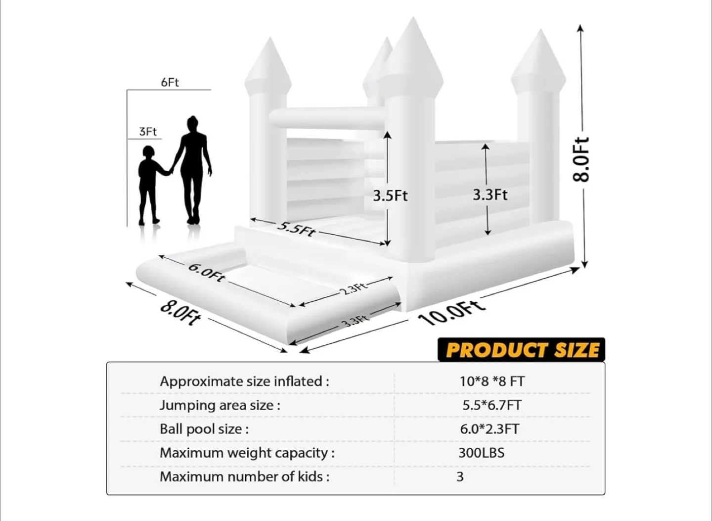 White Inflatable Bounce House with Ball Pit with blower image indicator(2)