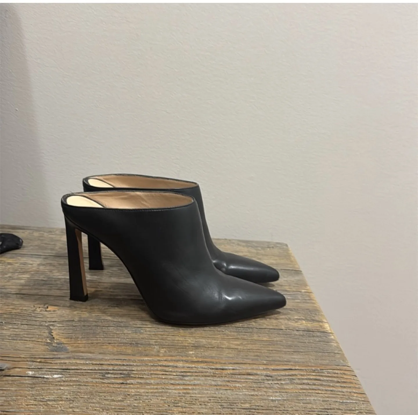 Stuart Weitzman Black Leather Mules, Size 7.5 thumbnail
