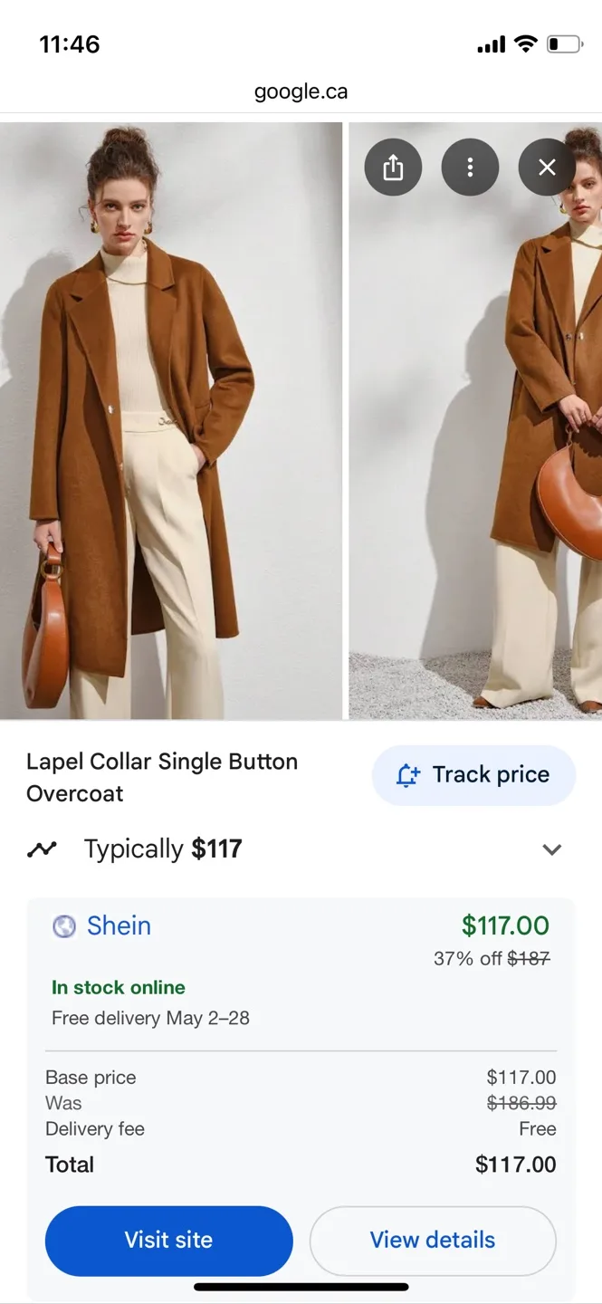 Lapel Collar Overcoat with belt- Camel Brown  loose fit image indicator(3)