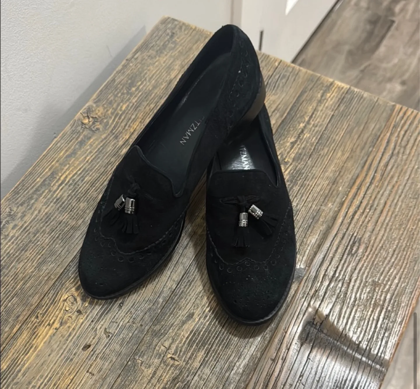 Stuart Weitzman Black Suede Loafers image indicator(3)