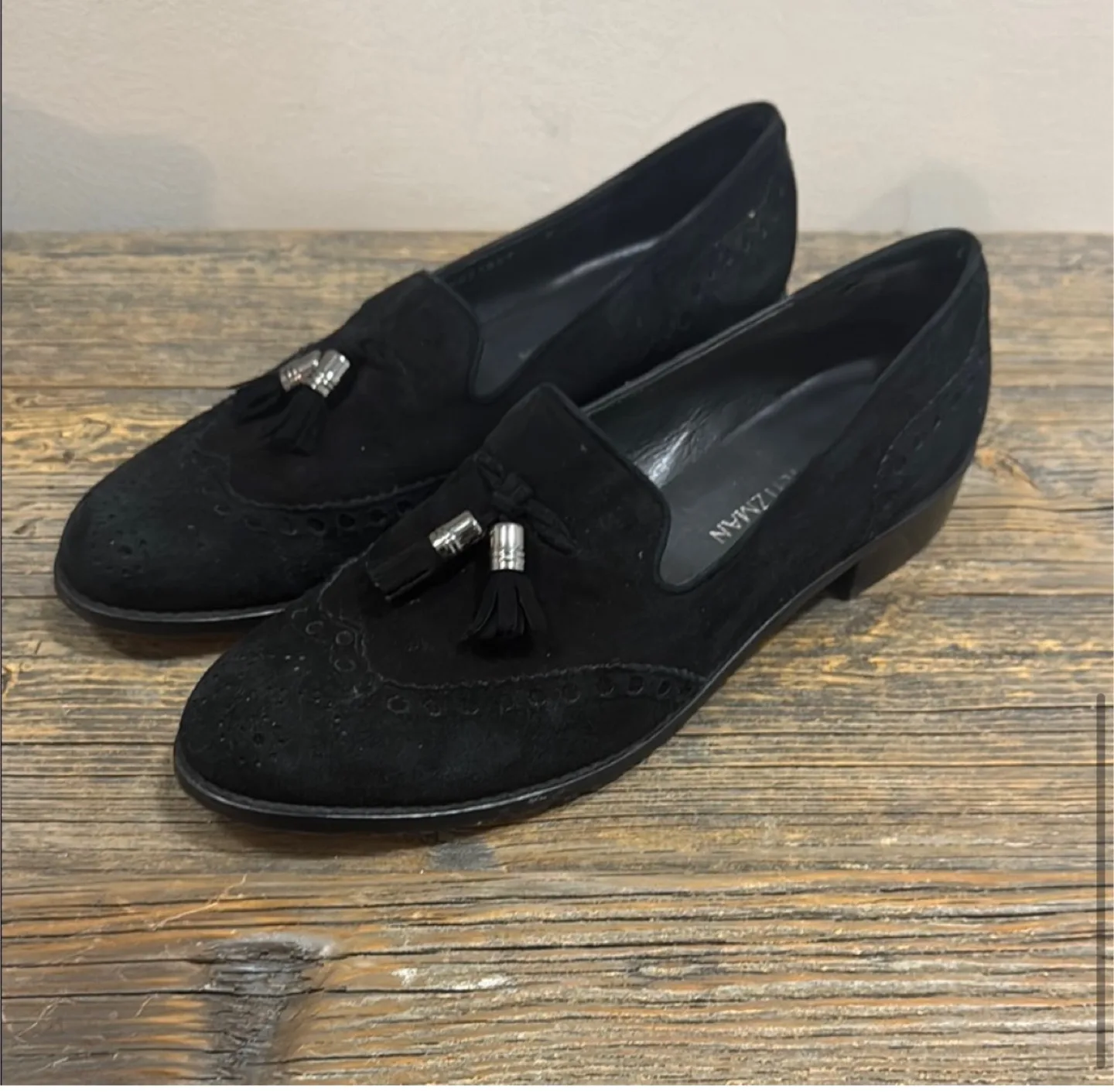 Stuart Weitzman Black Suede Loafers image indicator(6)