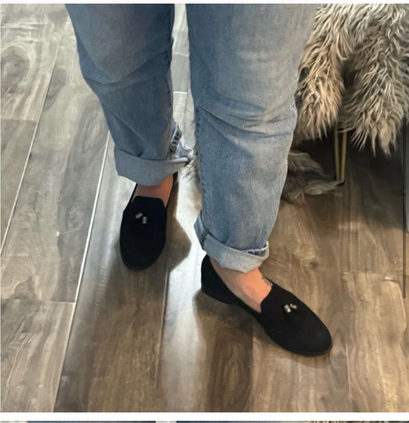 Stuart Weitzman Black Suede Loafers image indicator(2)