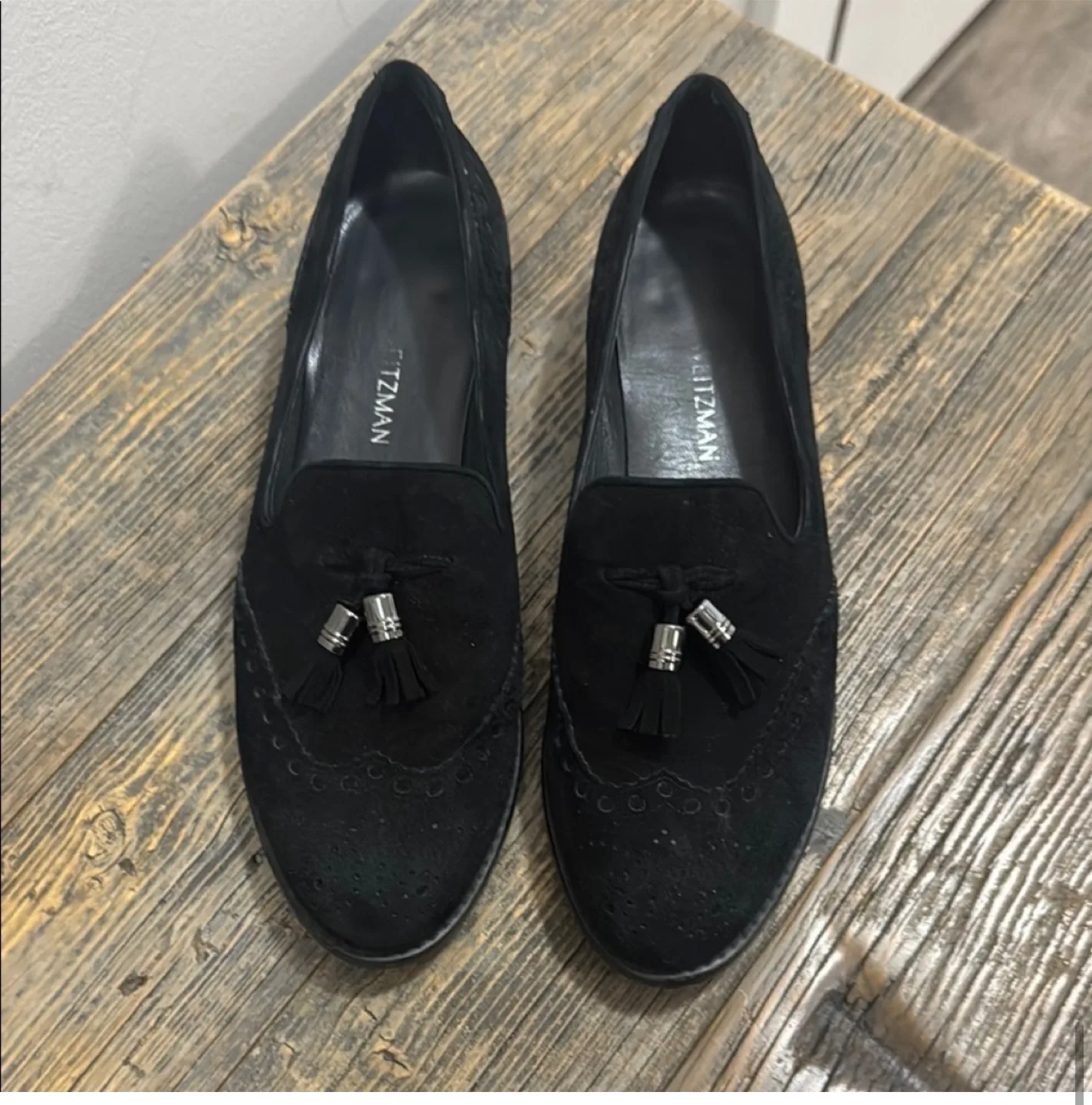 Stuart Weitzman Black Suede Loafers image indicator(4)