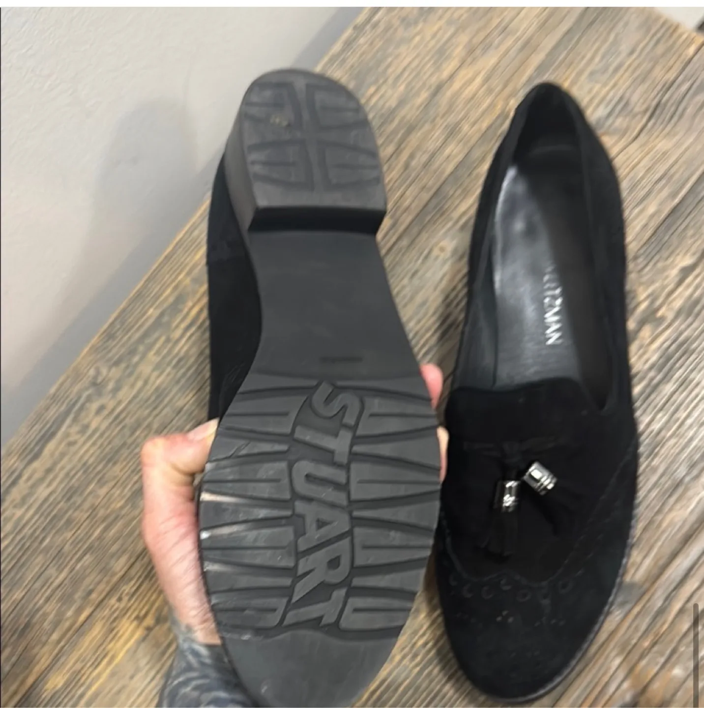 Stuart Weitzman Black Suede Loafers image indicator(7)