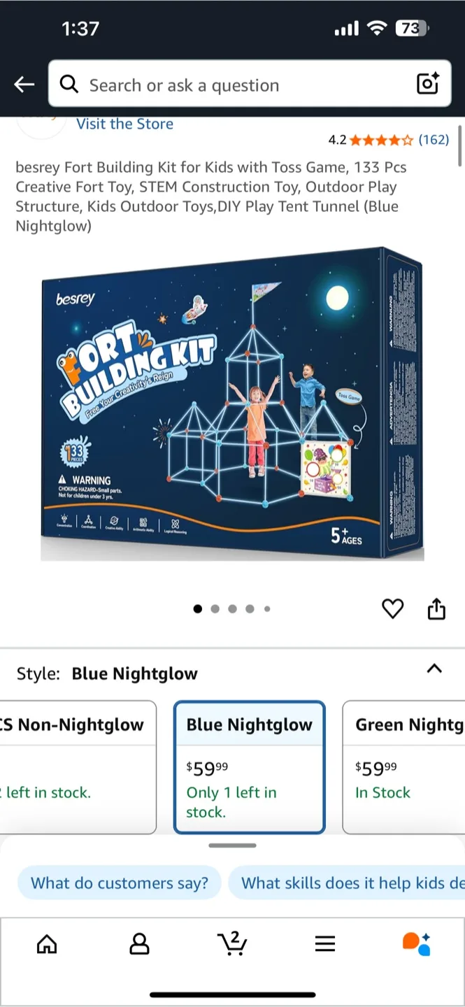 GIFTABLE BNIB - besrey Fort Building Kit - Blue Nightglow image indicator(2)