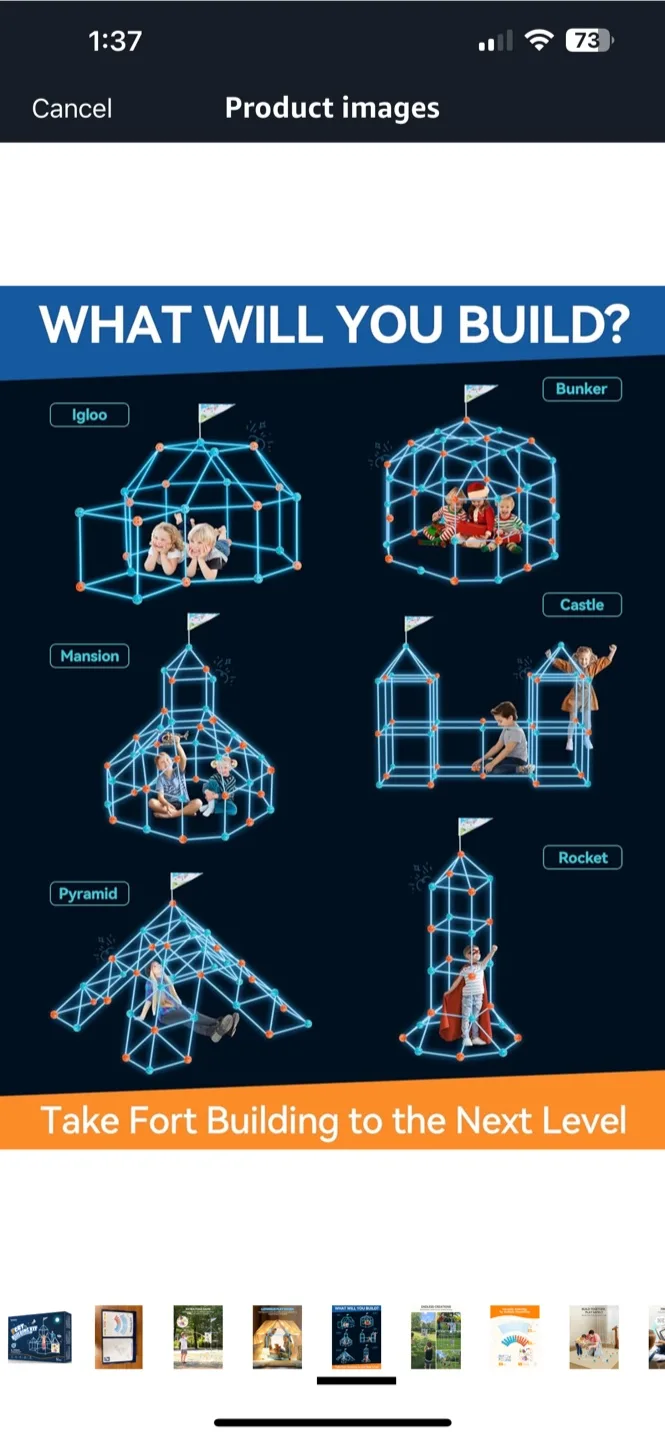 GIFTABLE BNIB - besrey Fort Building Kit - Blue Nightglow image indicator(5)