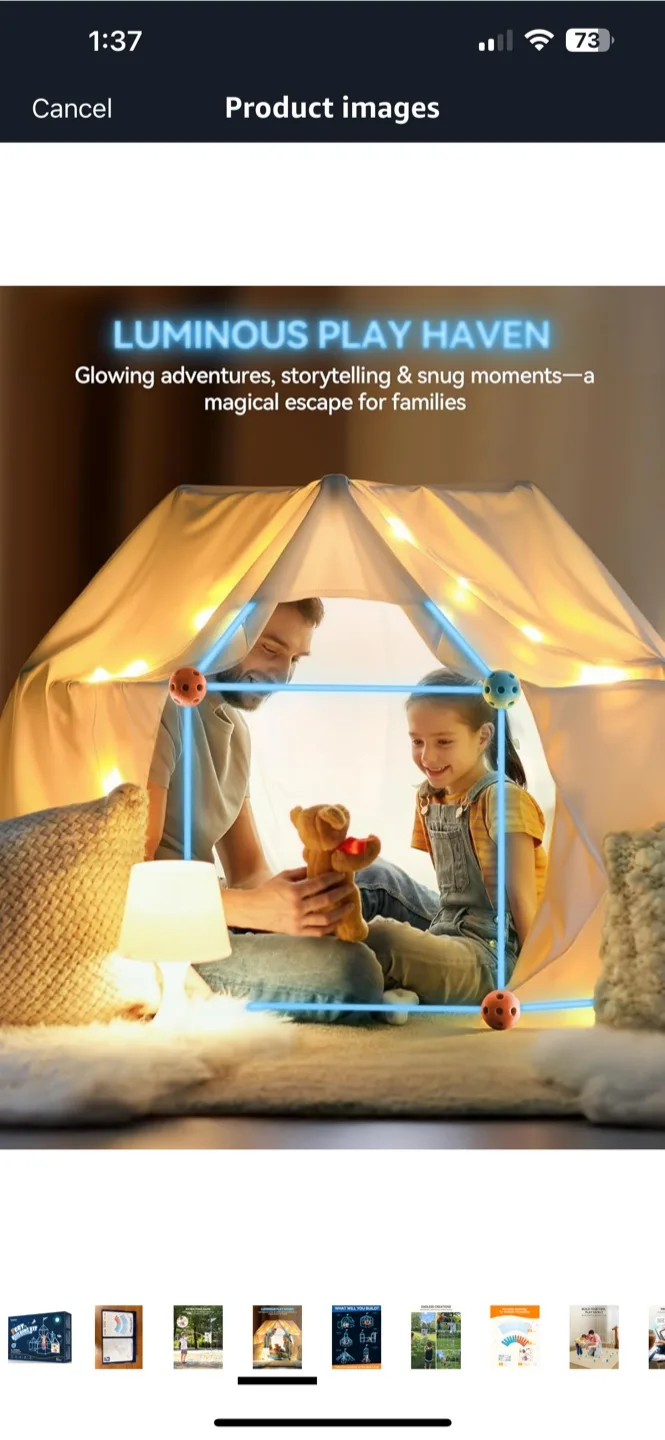 GIFTABLE BNIB - besrey Fort Building Kit - Blue Nightglow image indicator(4)