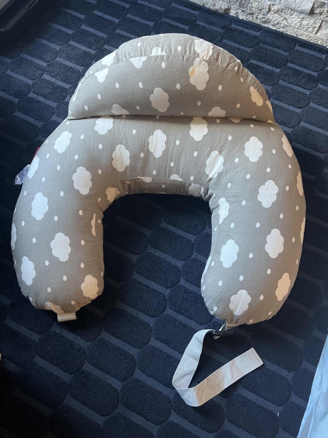 Baby breastfeeding Pillow - Grey with White Clouds