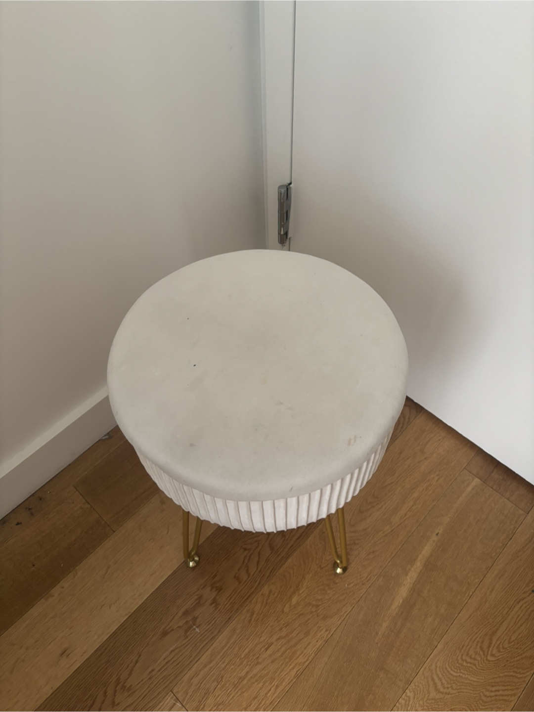Round Ottoman Stool - Ivory & Gold - photo 2