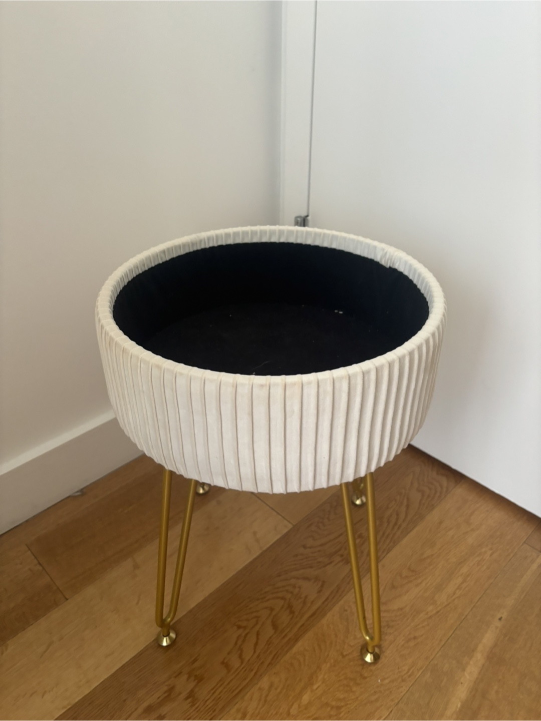 Round Ottoman Stool - Ivory & Gold - photo 4