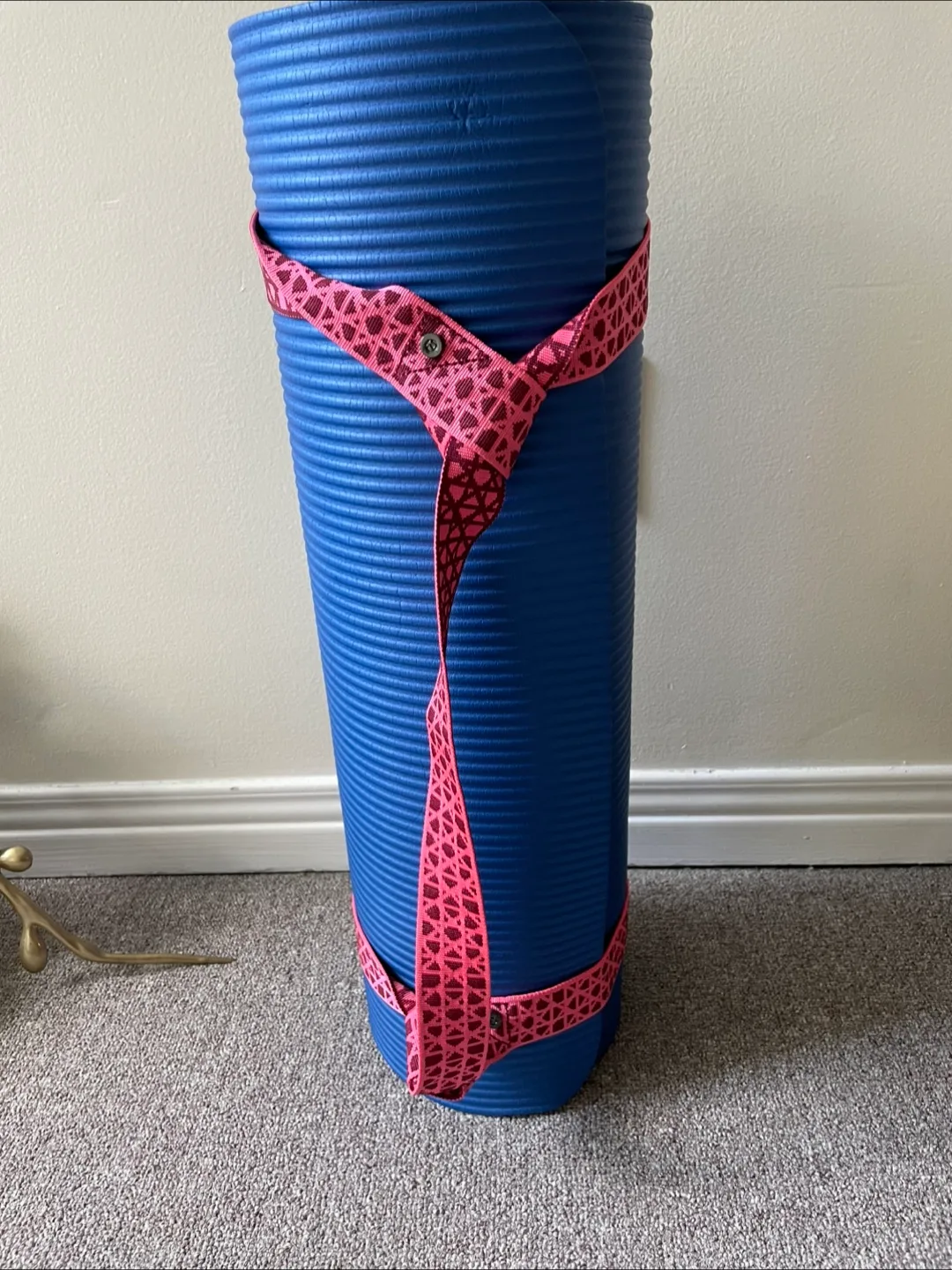 Thick Yoga Mat - Blue with Lululemon strap thumbnail