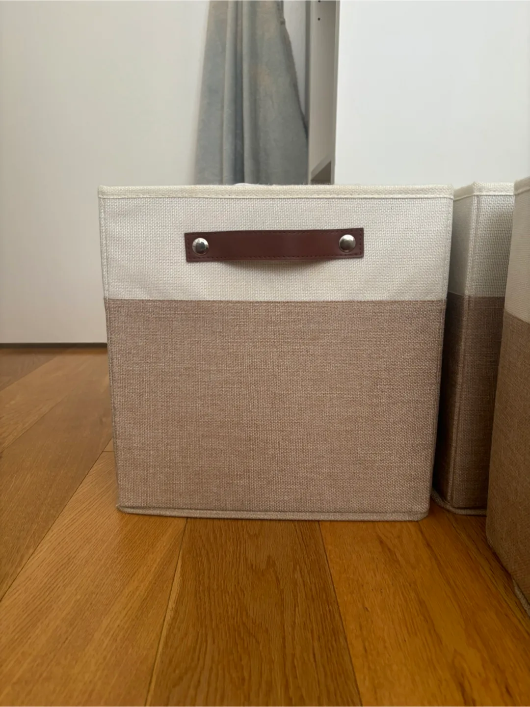 Set of 4 Beige Fabric Storage Bins thumbnail